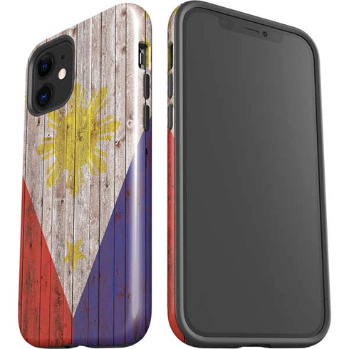 Philippines Flag Dark Wood iPhone 12 Mini Impact Case